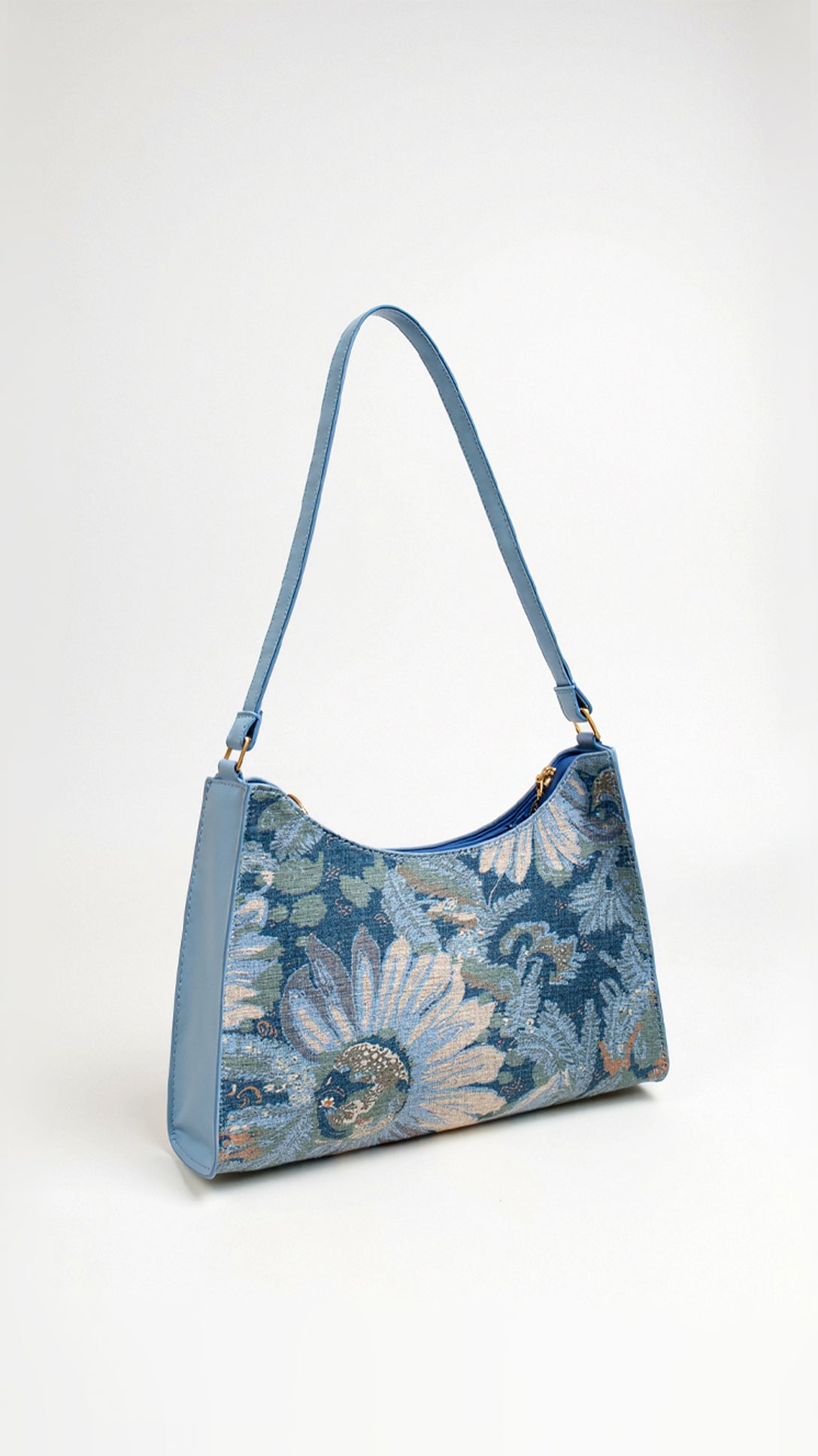 Alessia Floral Handbag Vintage Charm Shoulder Bag Blue Daisies