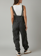 Women's Baggy Draped Cotton Cargo Overalls