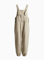 Women's Fleece Overalls with Coconut Buttons - Cotton & Polyester Blend