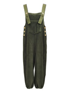 Women's Fleece Overalls with Coconut Buttons - Cotton & Polyester Blend