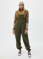 Women's Fleece Overalls with Coconut Buttons - Cotton & Polyester Blend