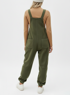 Women's Fleece Overalls with Coconut Buttons - Cotton & Polyester Blend