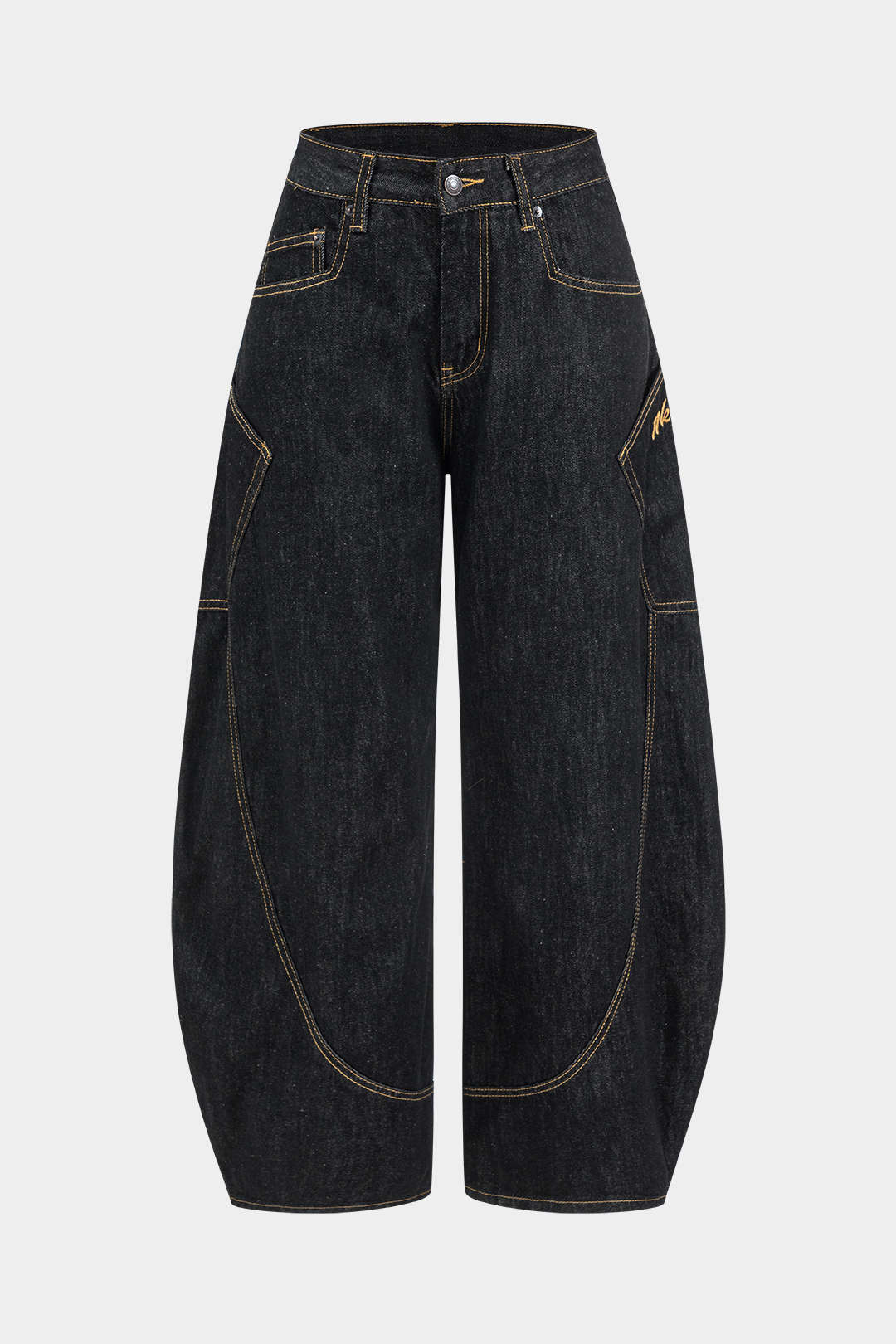 Women's Solid Color Vintage-Washed Wide-Leg Jeans