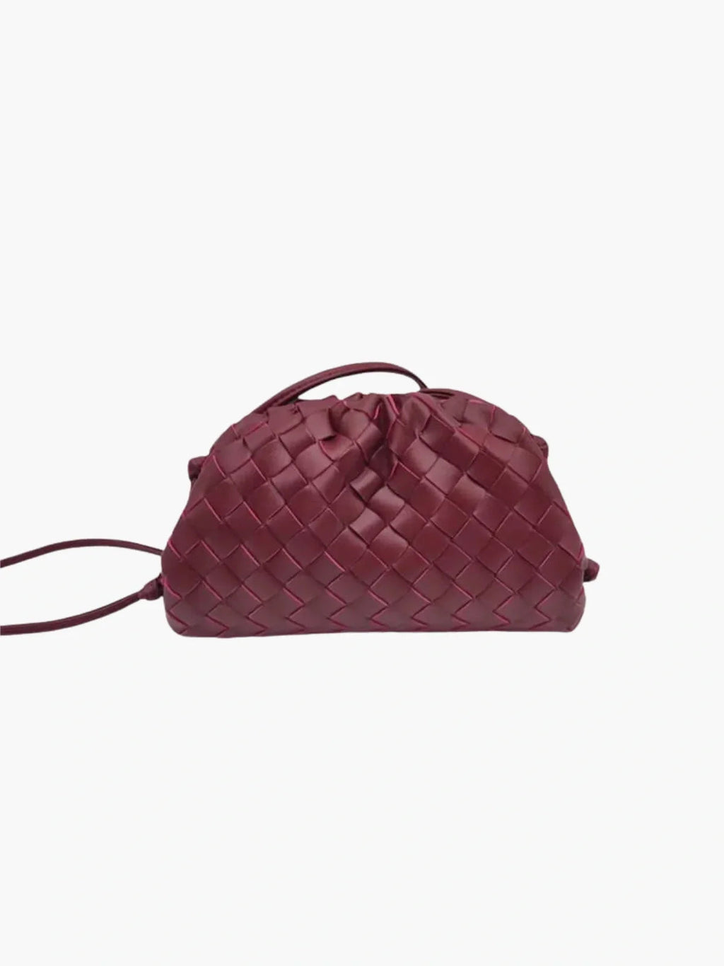 Braided Faux Leather Drawstring Bag with Woven Texture and Minimalist Design