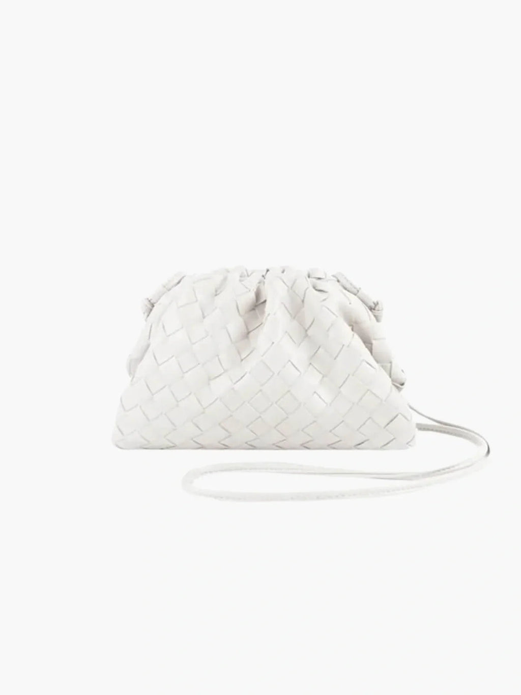 Braided Faux Leather Drawstring Bag with Woven Texture and Minimalist Design