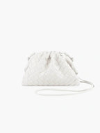 Braided Faux Leather Drawstring Bag with Woven Texture and Minimalist Design