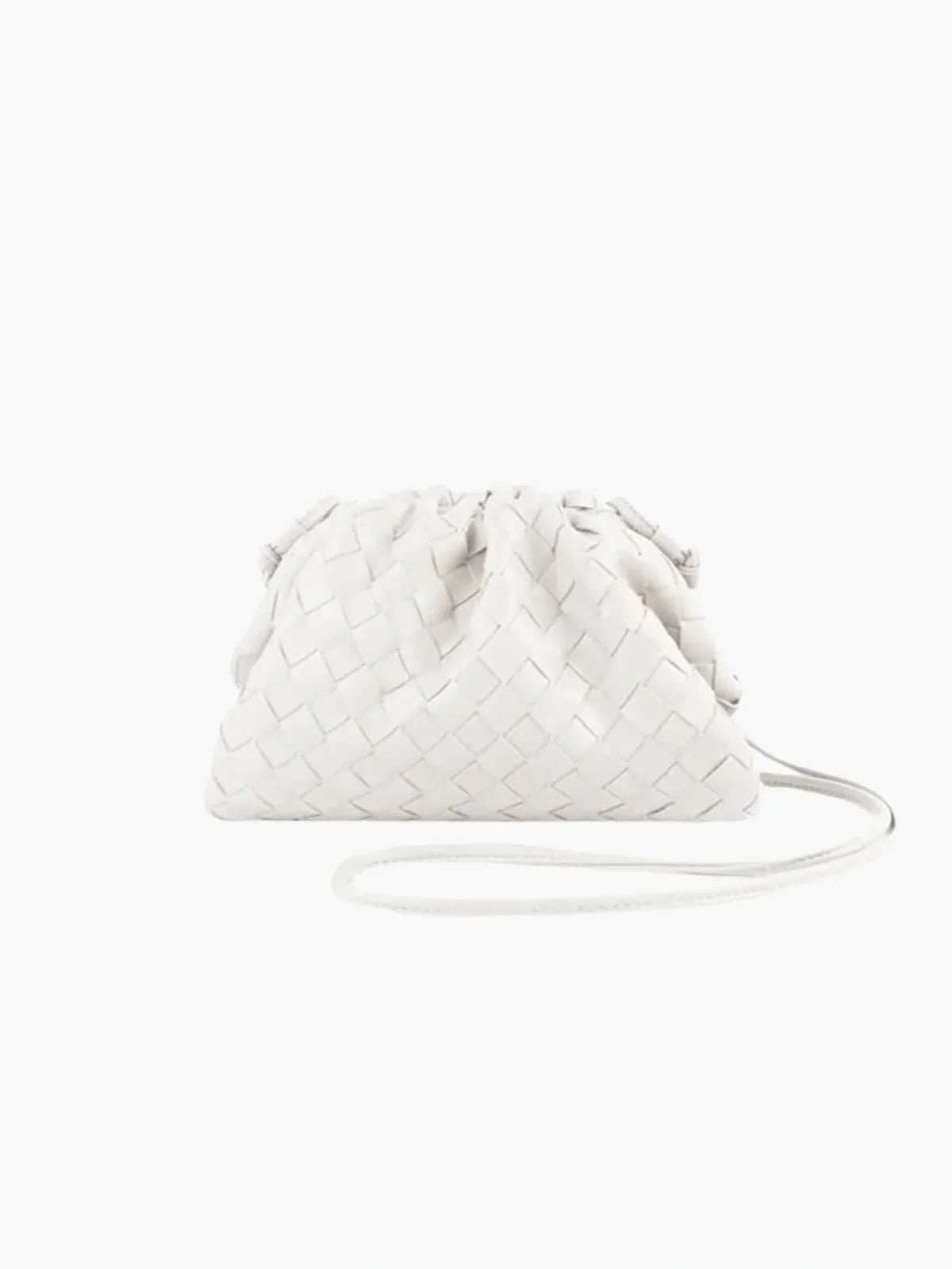 Braided Faux Leather Drawstring Bag with Woven Texture and Minimalist Design