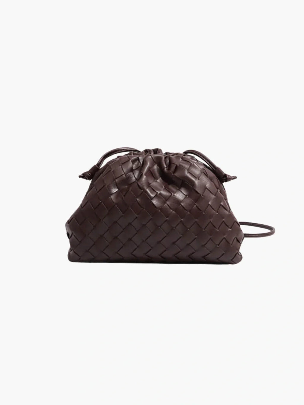 Braided Faux Leather Drawstring Bag with Woven Texture and Minimalist Design