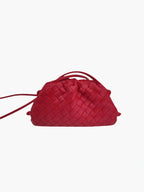 Braided Faux Leather Drawstring Bag with Woven Texture and Minimalist Design