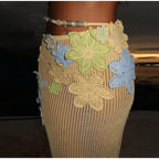 Handmade Crochet Floral Print Two-Piece Dress Set