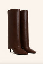 Women's Vegan Leather Knee-High Fashion Boots with 9 cm Heel