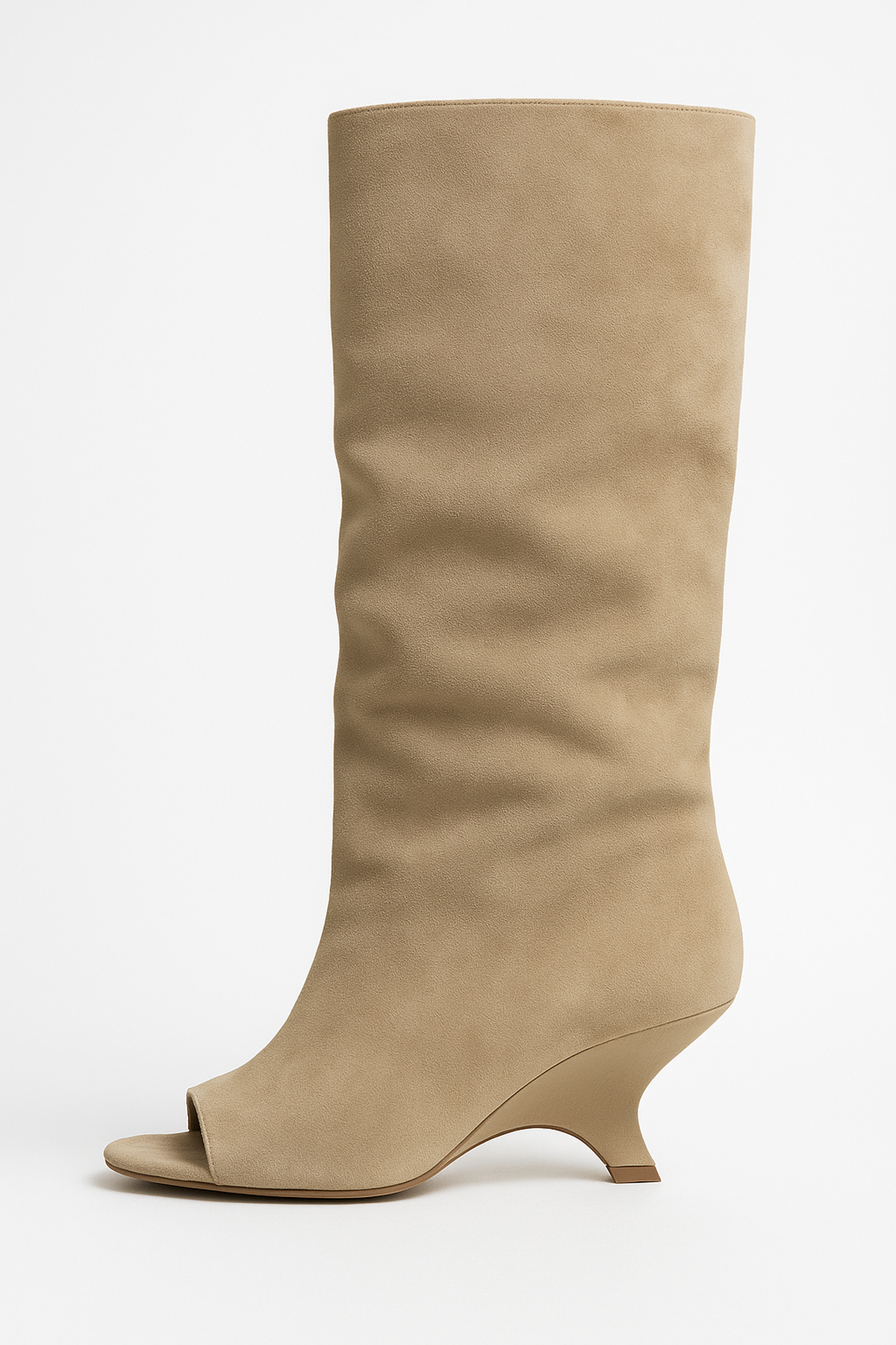 Women's Knee-High Faux Suede Peep Toe Boots