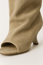 Women's Knee-High Faux Suede Peep Toe Boots