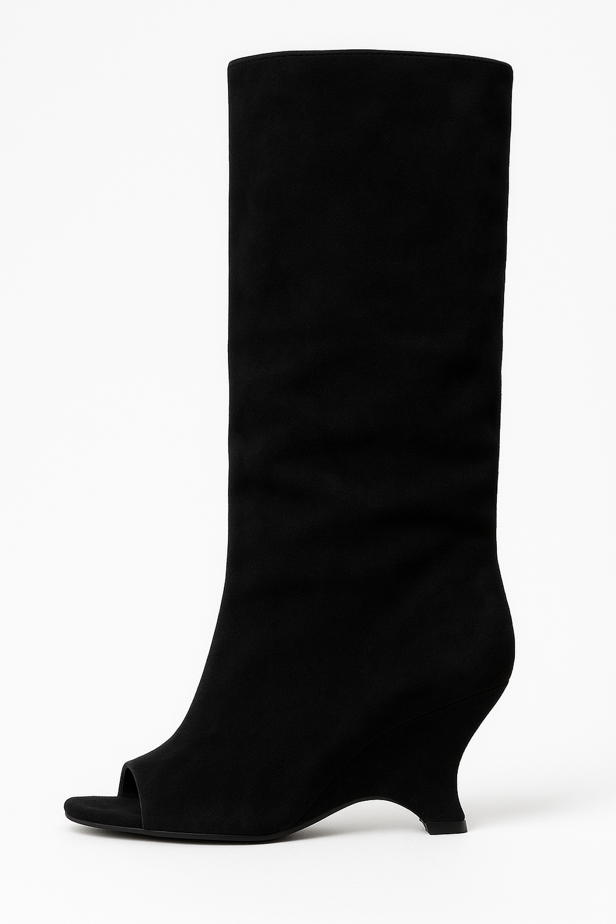 Women's Knee-High Faux Suede Peep Toe Boots