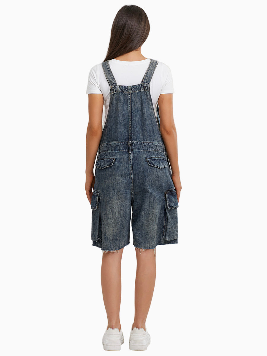 Vintage-Inspired Denim Shorts 100% Durable Cotton Denim Relaxed Fit