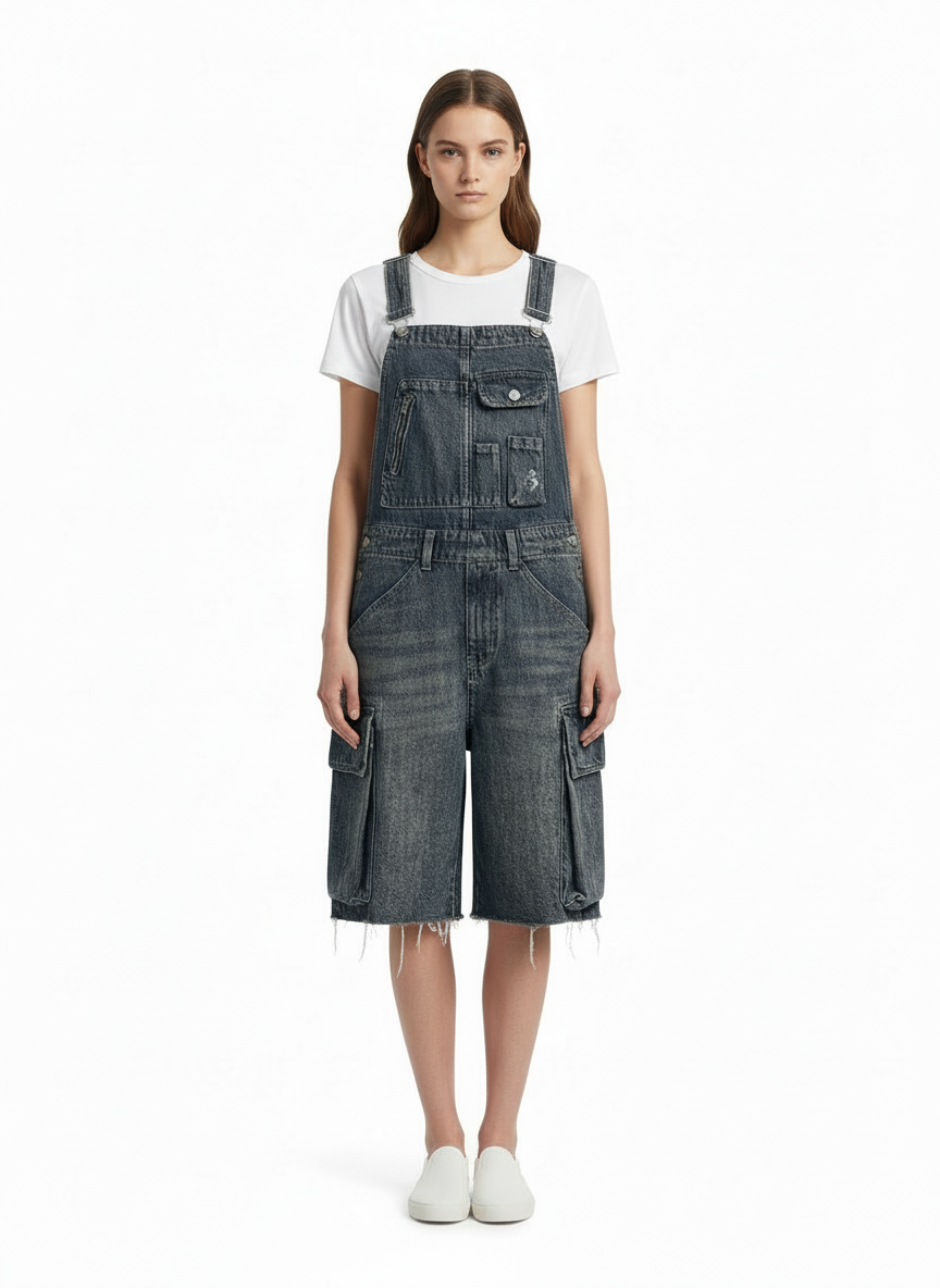 Vintage-Inspired Denim Shorts 100% Durable Cotton Denim Relaxed Fit