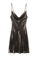 Y2K Metallic Cowl Neck Slip Mini Dress