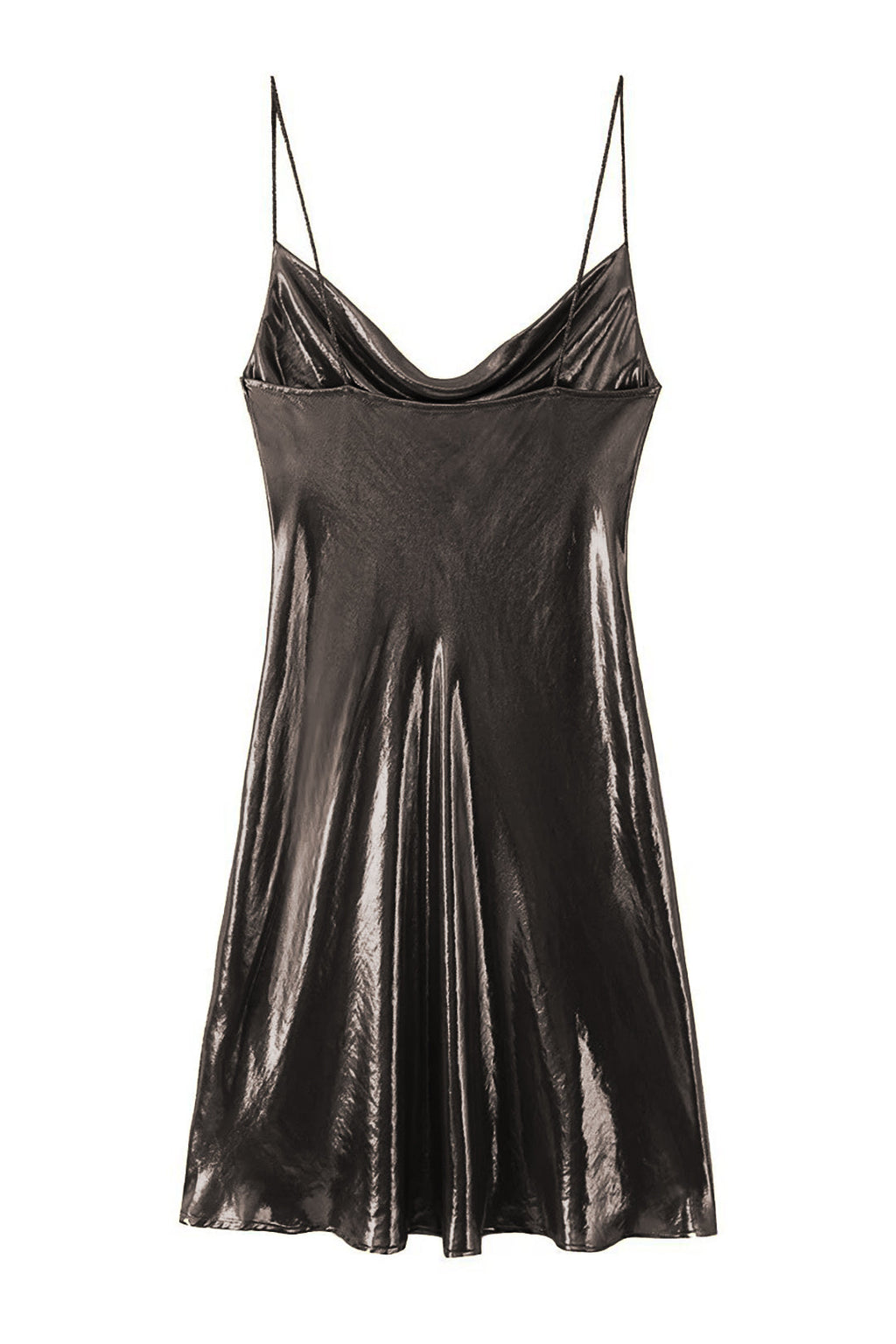 Y2K Metallic Cowl Neck Slip Mini Dress