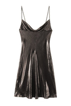 Y2K Metallic Cowl Neck Slip Mini Dress