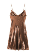 Y2K Metallic Cowl Neck Slip Mini Dress